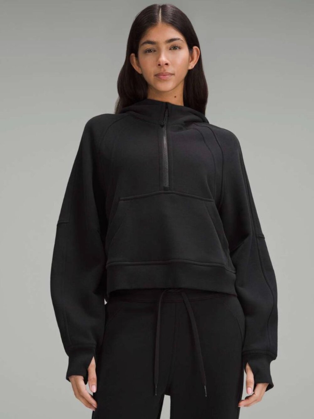 Lululemon Scuba Oversized Half-Zip Hoodie Black Medium Large Gym Running Logo